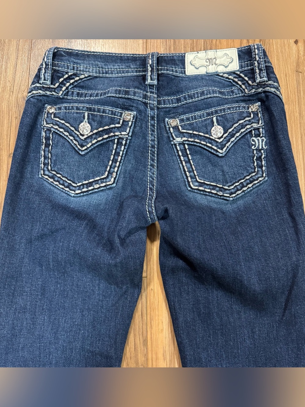 Miss Me Boot Cut Jeans W 28x34.5 RN112568 Mid-rise Medium Wash Embroidered Pokts